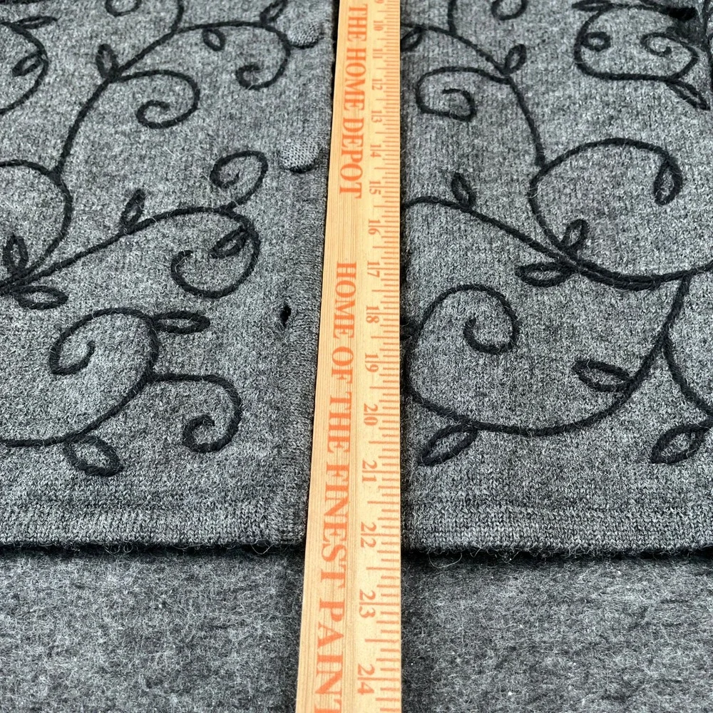 Embroidered Wool Rebecca Malone Cardigan Womens Petite M Gray Floral